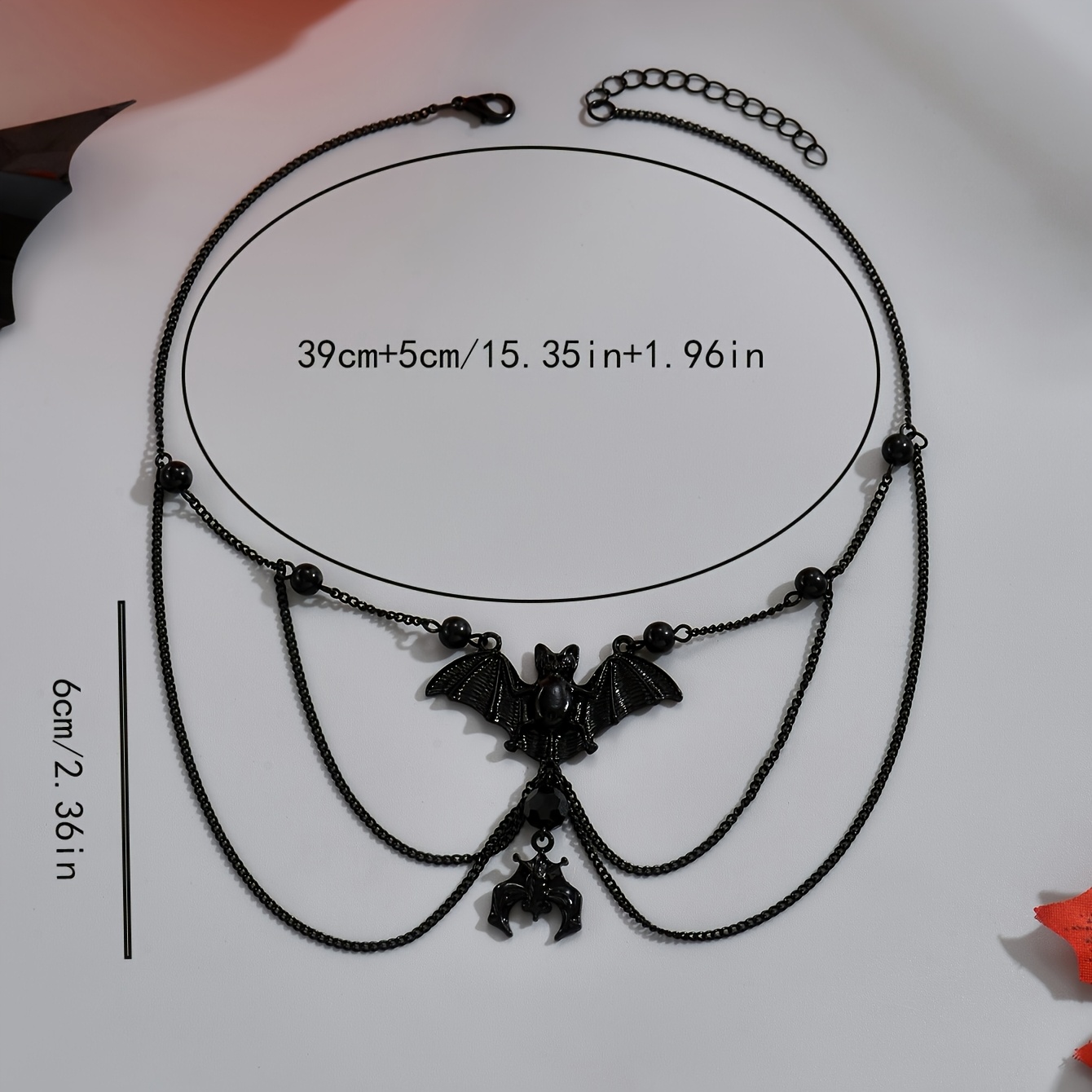Women's Gothic Style Black Multi-Layer Faux Bat Pendant Necklace